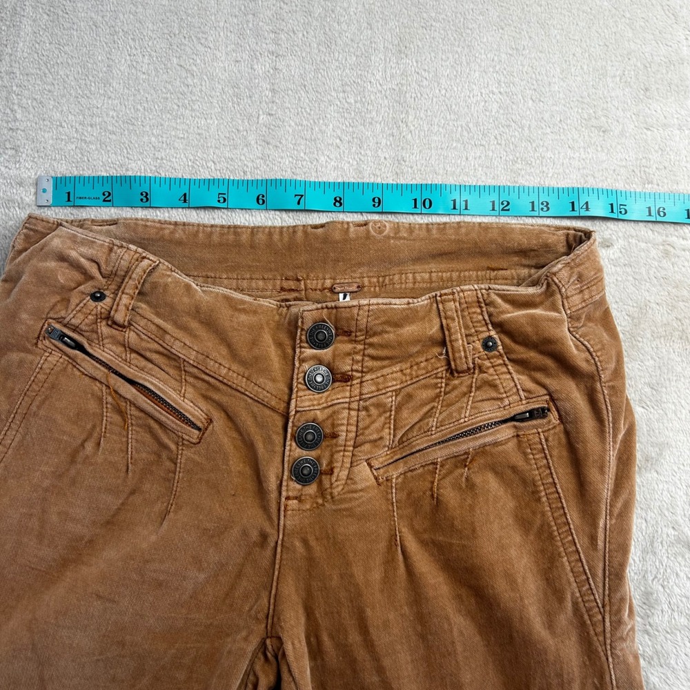 Free People We The Free Tan Corduroy Flare Pants Button Fly Utility Boho Size 2 - Picture 6 of 9